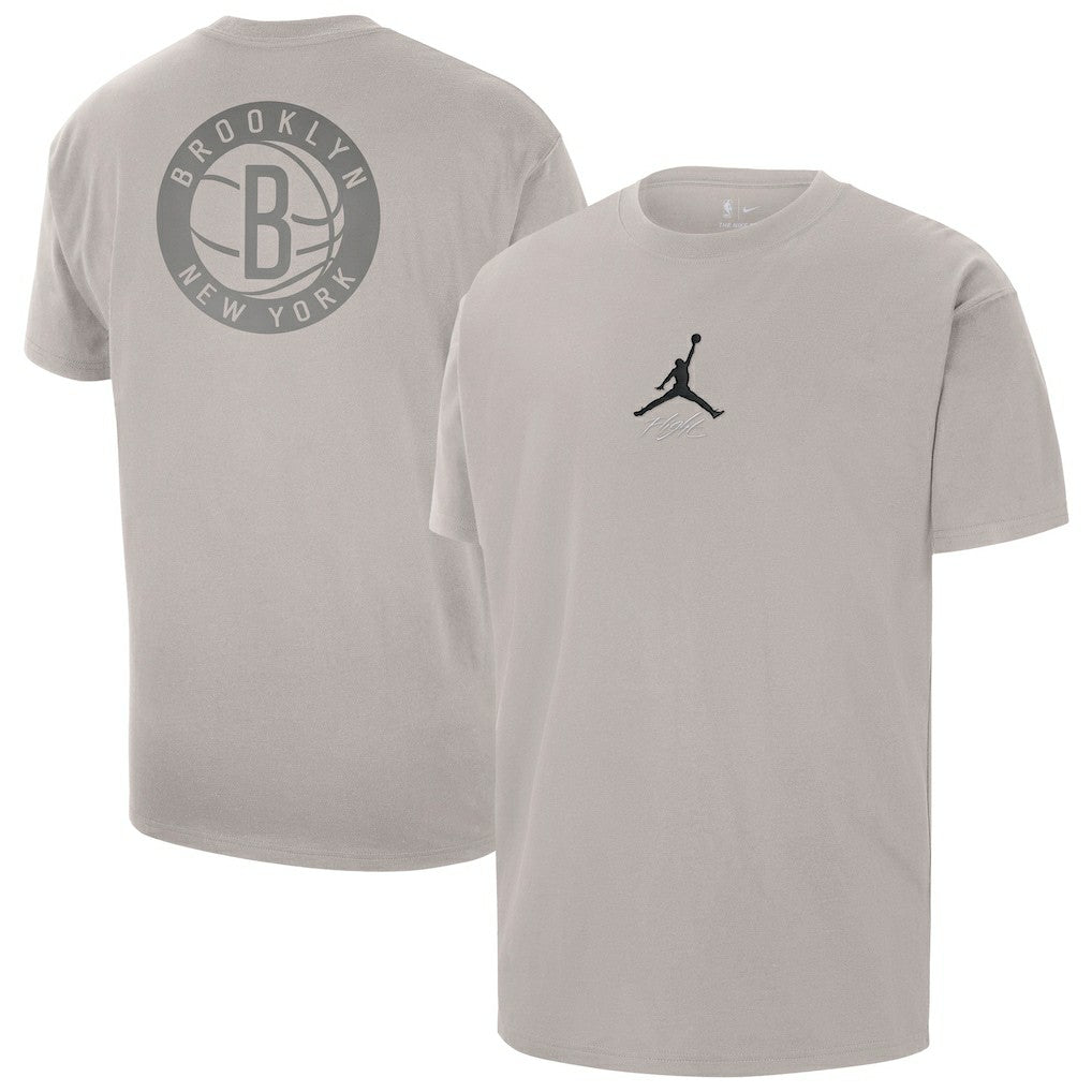 Stone Brooklyn Nets Jordan Brand Statement Edition Jumpman Flight Heavyweight T-Shirt | NBA