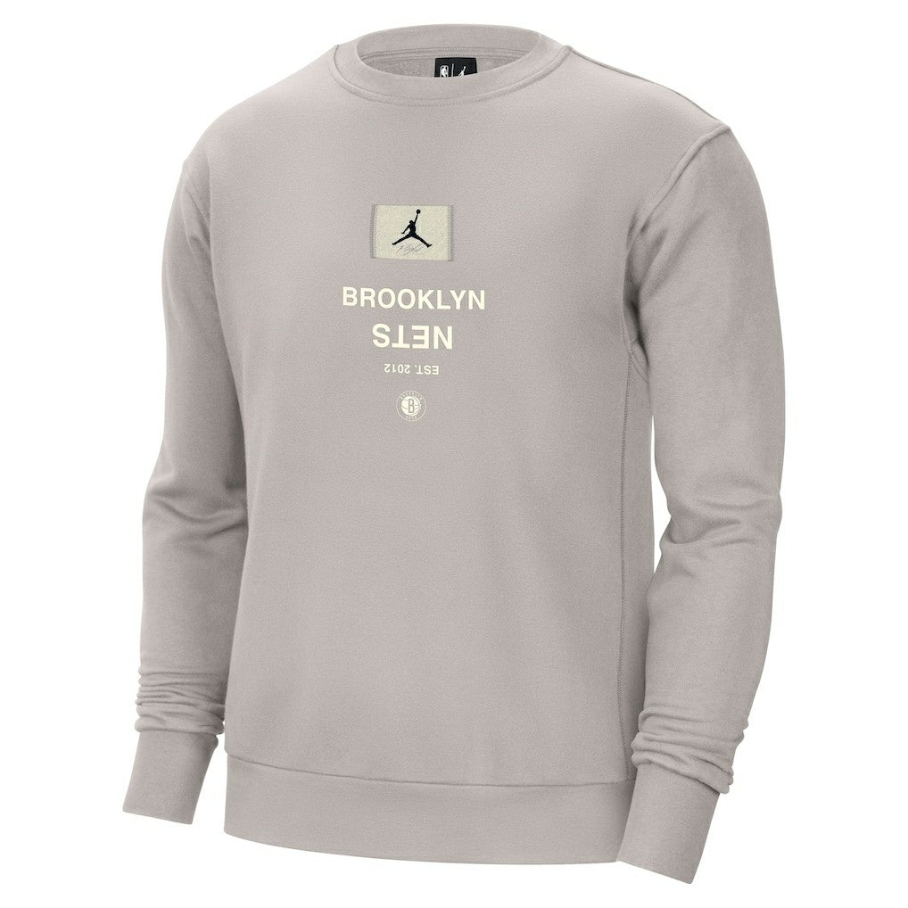 Stone Brooklyn Nets Jordan Brand Courtside Statement Edition Heavyweight Pullover Sweatshirt | NBA