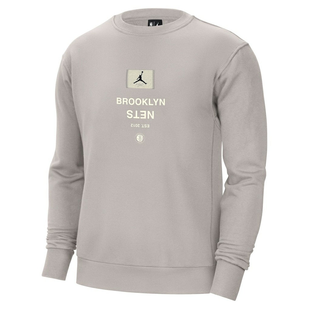 Stone Brooklyn Nets Jordan Brand Courtside Statement Edition Heavyweight Pullover Sweatshirt | NBA