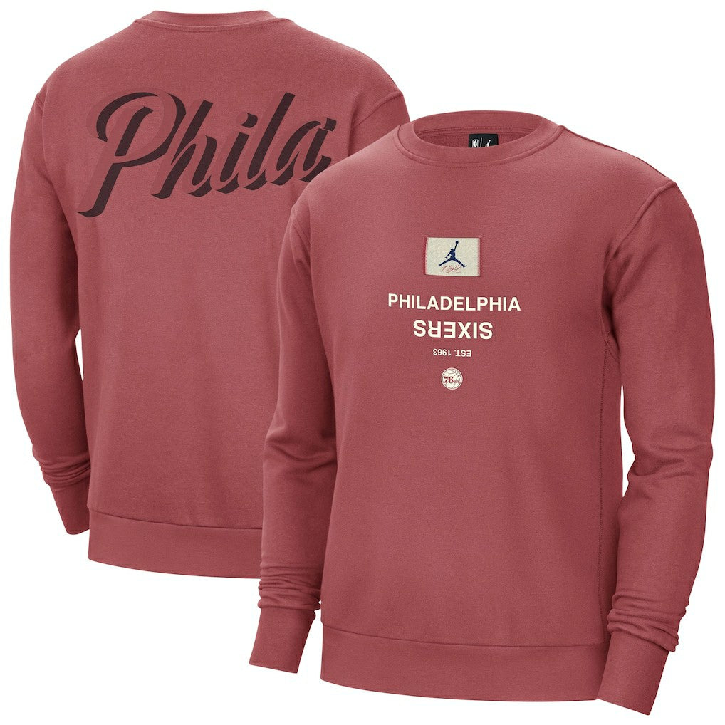 Red Philadelphia 76ers Jordan Brand Courtside Statement Edition Heavyweight Pullover Sweatshirt | NBA