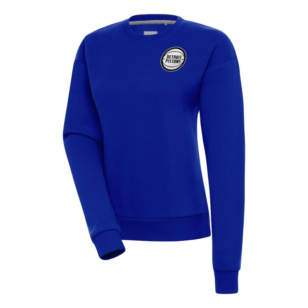 Royal Detroit Pistons Antigua Women's Metallic Logo Victory Pullover Sweatshirt sale | NBA