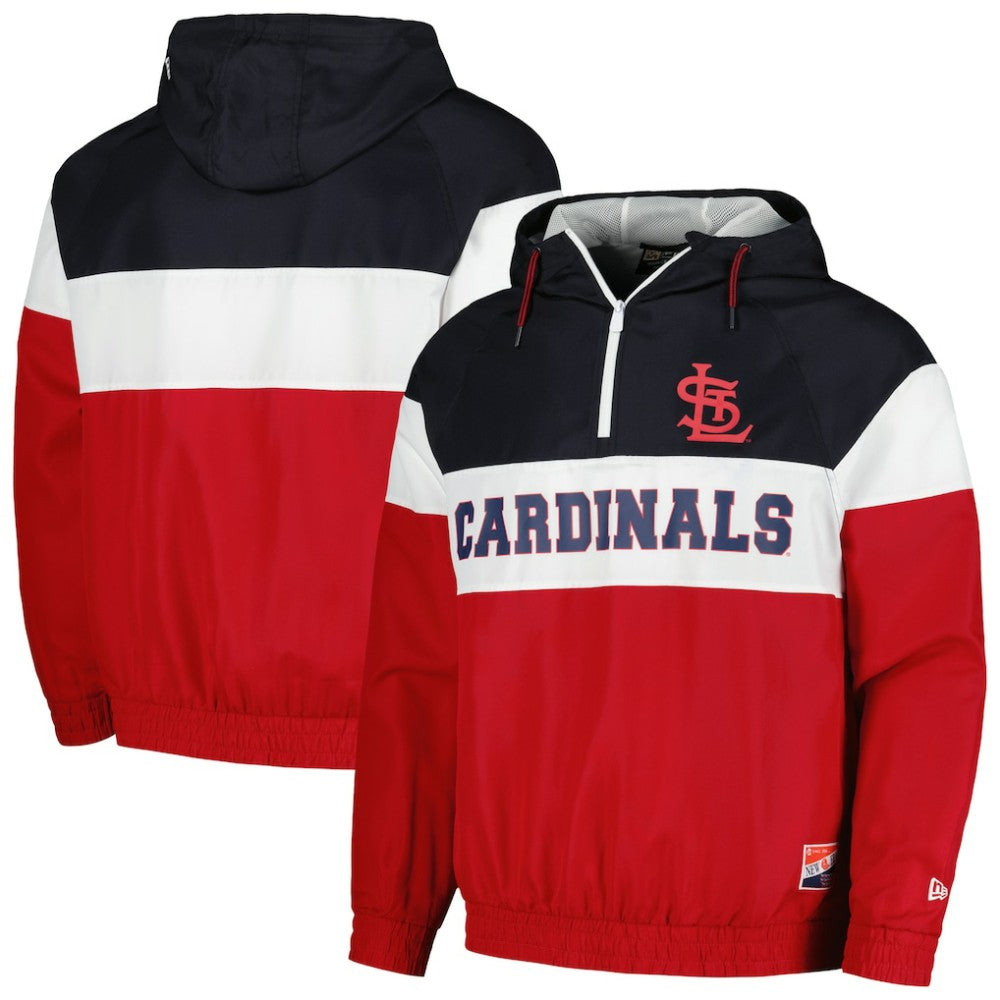 St. Louis Cardinals New Era Ripstop Raglan Quarter-Zip Hoodie Windbreaker Jacket - MLB Jackets