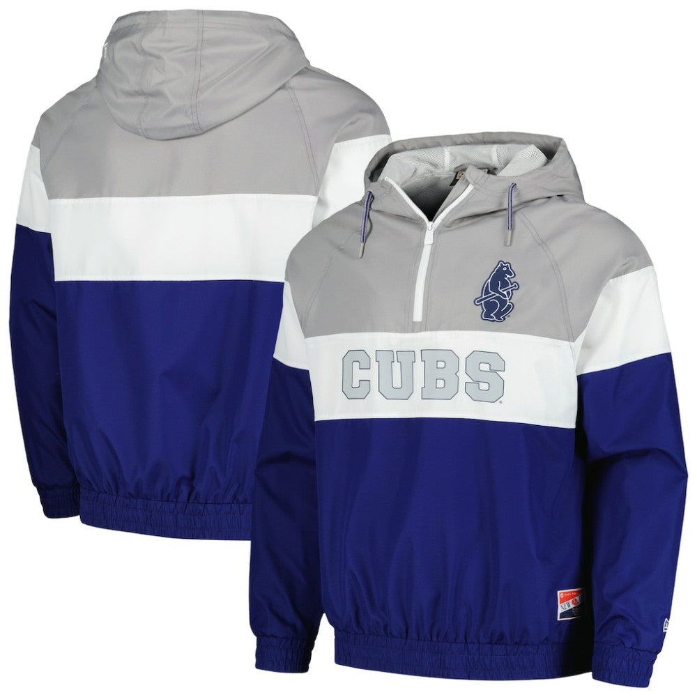Chicago Cubs New Era Ripstop Raglan Quarter-Zip Hoodie Windbreaker Jacket - MLB Jackets