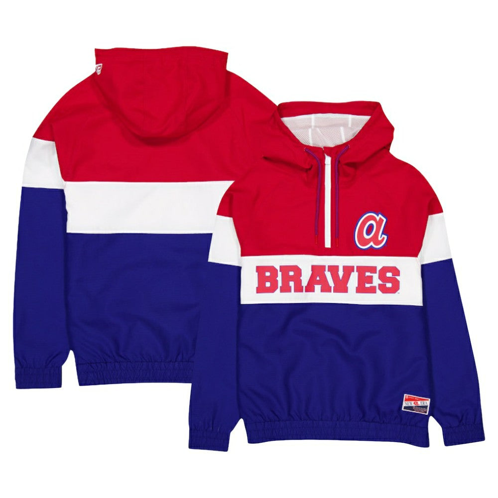 Atlanta Braves New Era Ripstop Raglan Quarter-Zip Hoodie Windbreaker Jacket - MLB Jackets