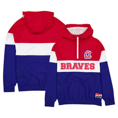 Atlanta Braves New Era Ripstop Raglan Quarter-Zip Hoodie Windbreaker Jacket - MLB Jackets