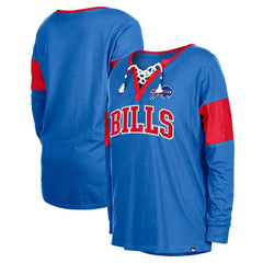 Buffalo Bills Women's Lace-Up Notch-Neck Long Sleeve T-Shirt | NFL Hot