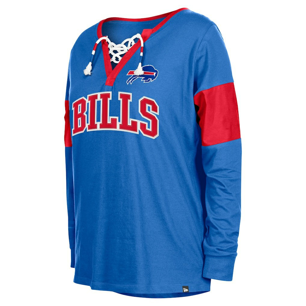 Buffalo Bills Women's Lace-Up Notch-Neck Long Sleeve T-Shirt | NFL Hot