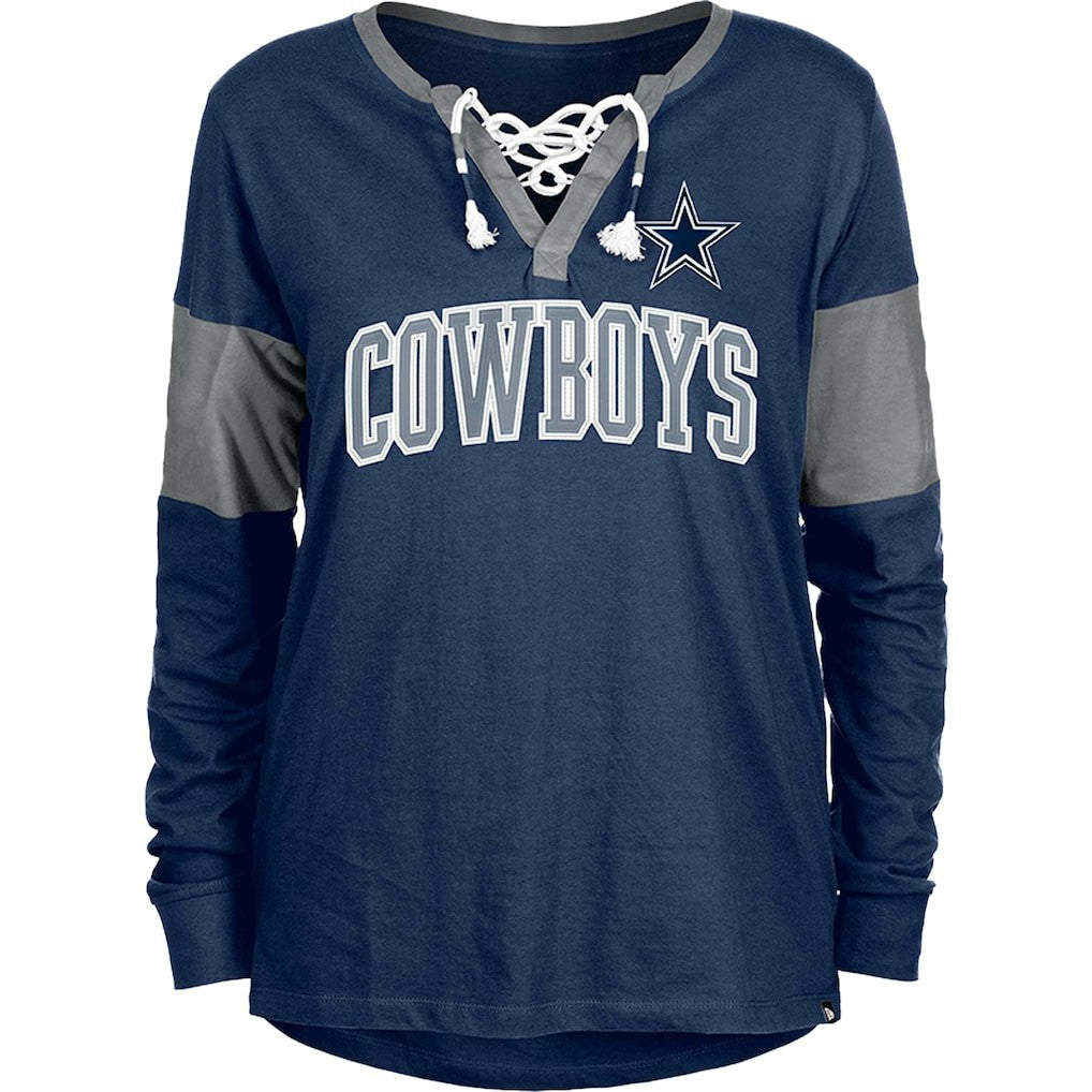 Dallas Cowboys Women's Lace-Up Notch-Neck Long Sleeve T-Shirt | NFL On sale