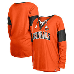 Cincinnati Bengals Women's Lace-Up Notch-Neck Long Sleeve T-Shirt | NFL Online
