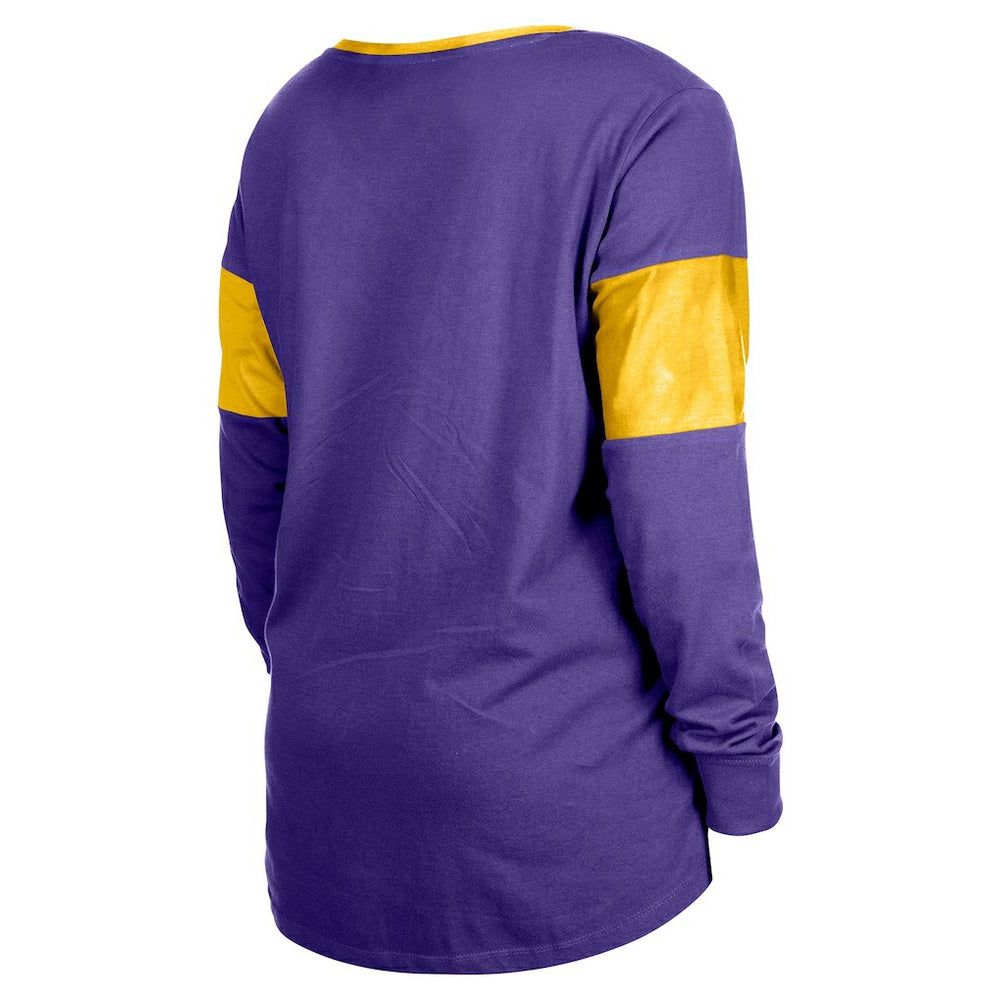 Minnesota Vikings Women's Lace-Up Notch-Neck Long Sleeve T-Shirt | NFL Outlet