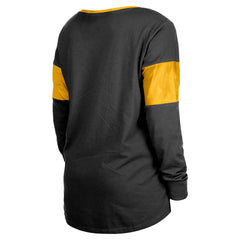 Pittsburgh Steelers Women's Lace-Up Notch-Neck Long Sleeve T-Shirt | NFL Discount