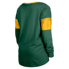 Green Bay Packers Women's Lace-Up Notch-Neck Long Sleeve T-Shirt | NFL Discount