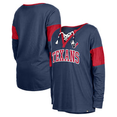 Houston Texans Women's Lace-Up Notch-Neck Long Sleeve T-Shirt | NFL On sale