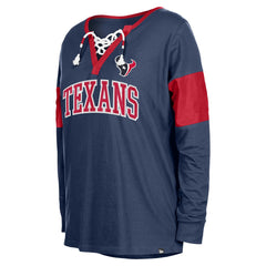 Houston Texans Women's Lace-Up Notch-Neck Long Sleeve T-Shirt | NFL On sale