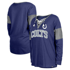 Indianapolis Colts Women's Lace-Up Notch-Neck Long Sleeve T-Shirt | NFL Online