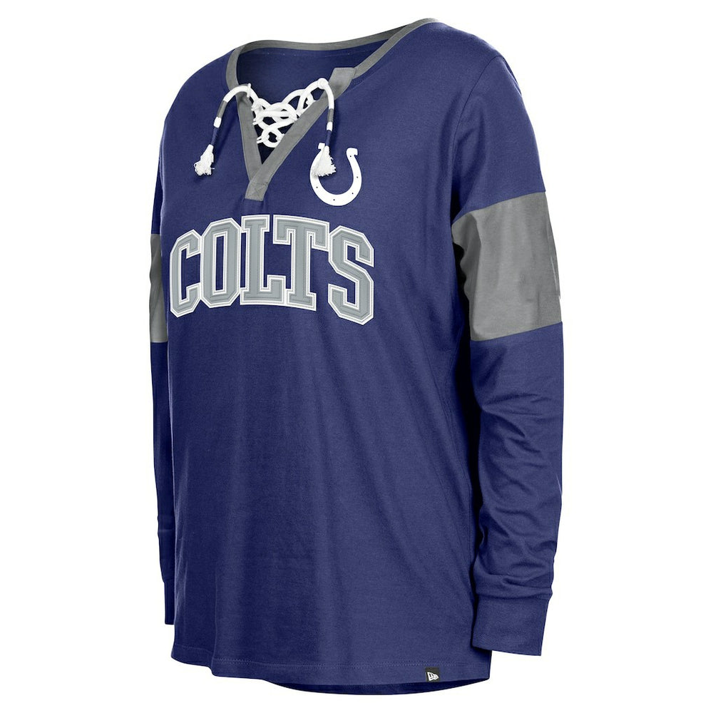 Indianapolis Colts Women's Lace-Up Notch-Neck Long Sleeve T-Shirt | NFL Online