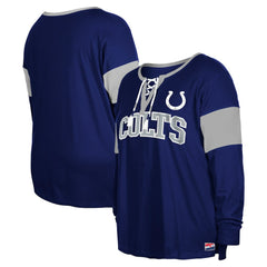 Indianapolis Colts Women's Plus Size Lace-Up Notch Neck Long Sleeve T-Shirt  | NFL Discount