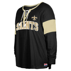 New Orleans Saints Women's Plus Size Lace-Up Notch Neck Long Sleeve T-Shirt  | NFL Online
