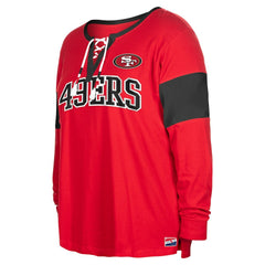 San Francisco 49ers Women's Plus Size Lace-Up Notch Neck Long Sleeve T-Shirt  | NFL Online