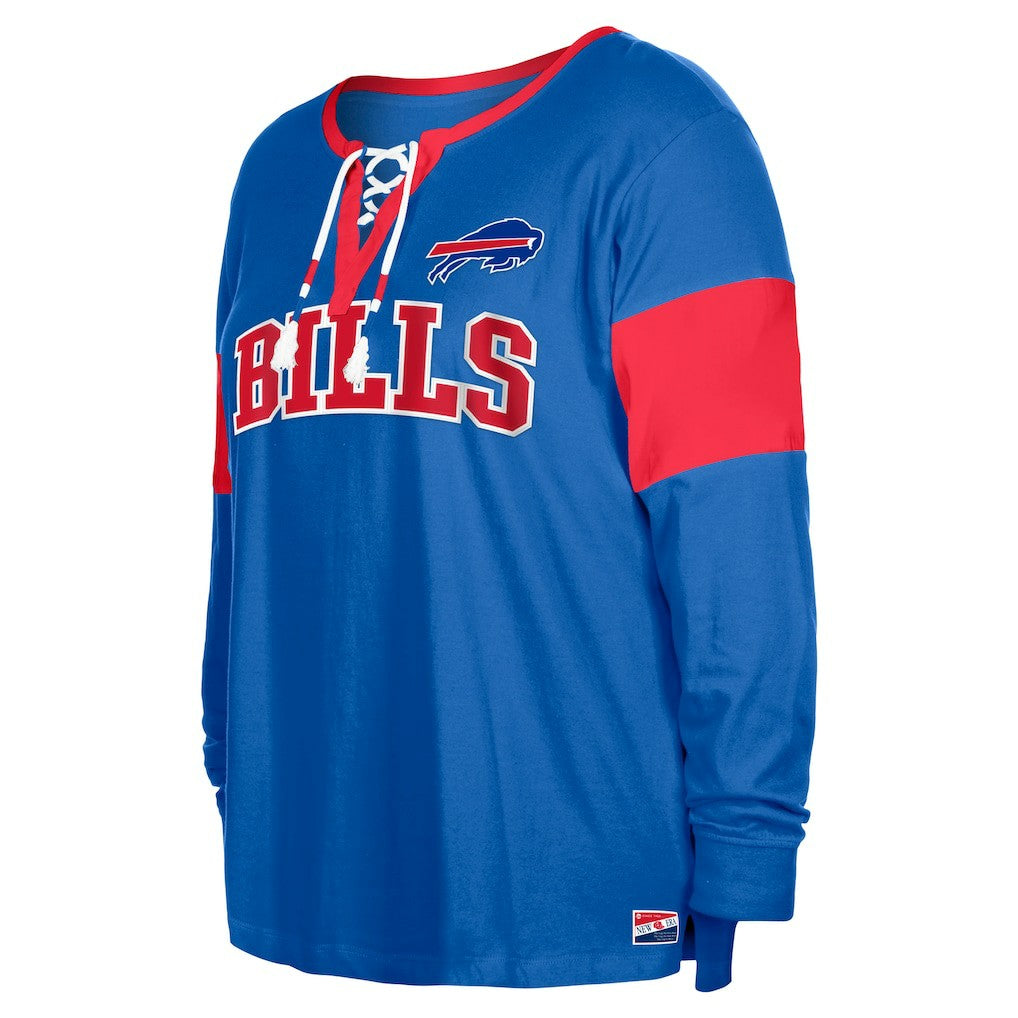 Buffalo Bills Women's Plus Size Lace-Up Notch Neck Long Sleeve T-Shirt  | NFL Sale