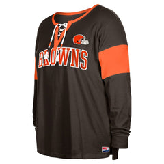 Cleveland Browns Women's Plus Size Lace-Up Notch Neck Long Sleeve T-Shirt  | NFL US