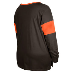 Cleveland Browns Women's Plus Size Lace-Up Notch Neck Long Sleeve T-Shirt  | NFL US
