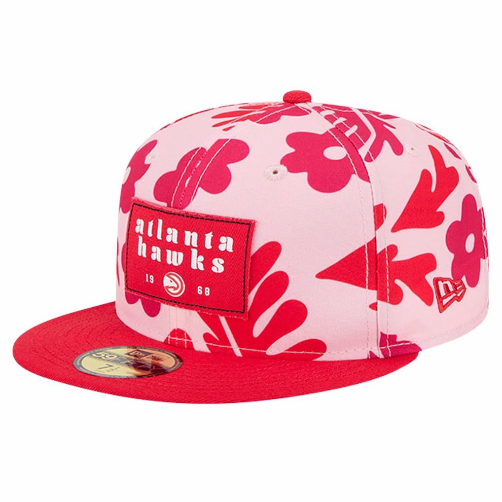 Red Atlanta Hawks Palm Fronds 2-Tone 59FIFTY Fitted Hat | NBA