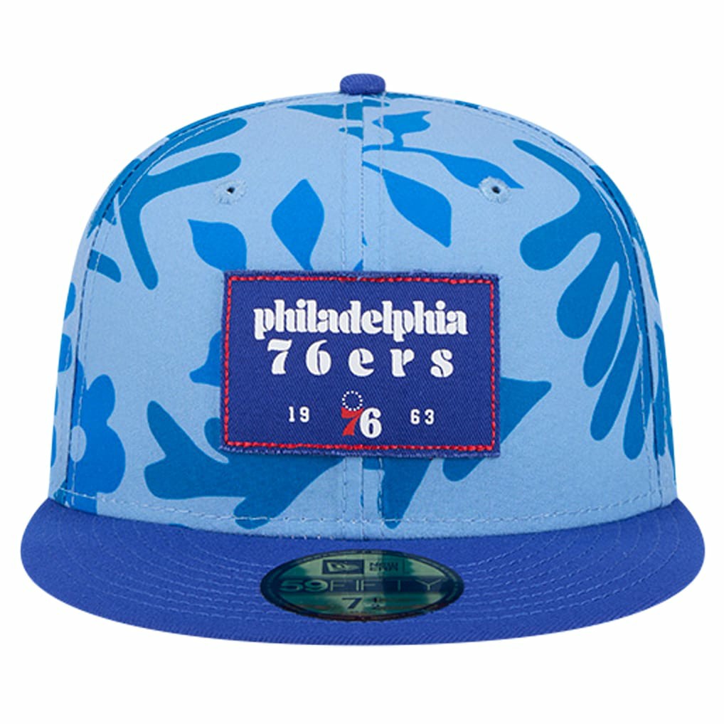 Royal Philadelphia 76ers Palm Fronds 2-Tone 59FIFTY Fitted Hat | NBA