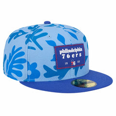 Royal Philadelphia 76ers Palm Fronds 2-Tone 59FIFTY Fitted Hat | NBA