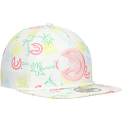 White Atlanta Hawks Palm Trees and Waves Golfer Adjustable Hat | NBA
