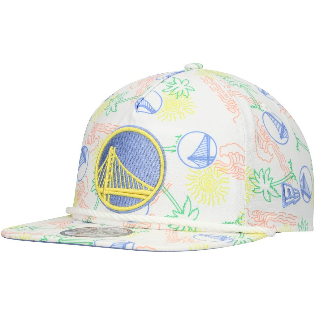 White Golden State Warriors Palm Trees and Waves Golfer Adjustable Hat sale | NBA