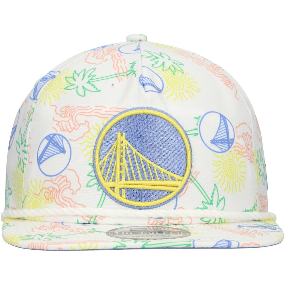 White Golden State Warriors Palm Trees and Waves Golfer Adjustable Hat sale | NBA
