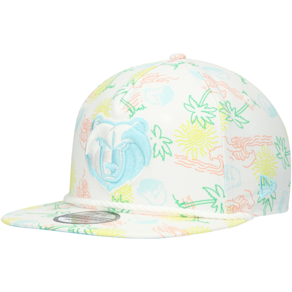White Memphis Grizzlies Palm Trees and Waves Golfer Adjustable Hat | NBA
