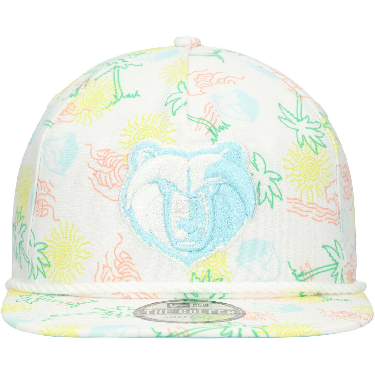 White Memphis Grizzlies Palm Trees and Waves Golfer Adjustable Hat | NBA