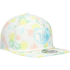White Memphis Grizzlies Palm Trees and Waves Golfer Adjustable Hat | NBA