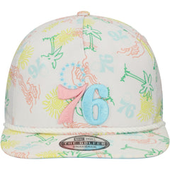 White Philadelphia 76ers Palm Trees and Waves Golfer Adjustable Hat | NBA