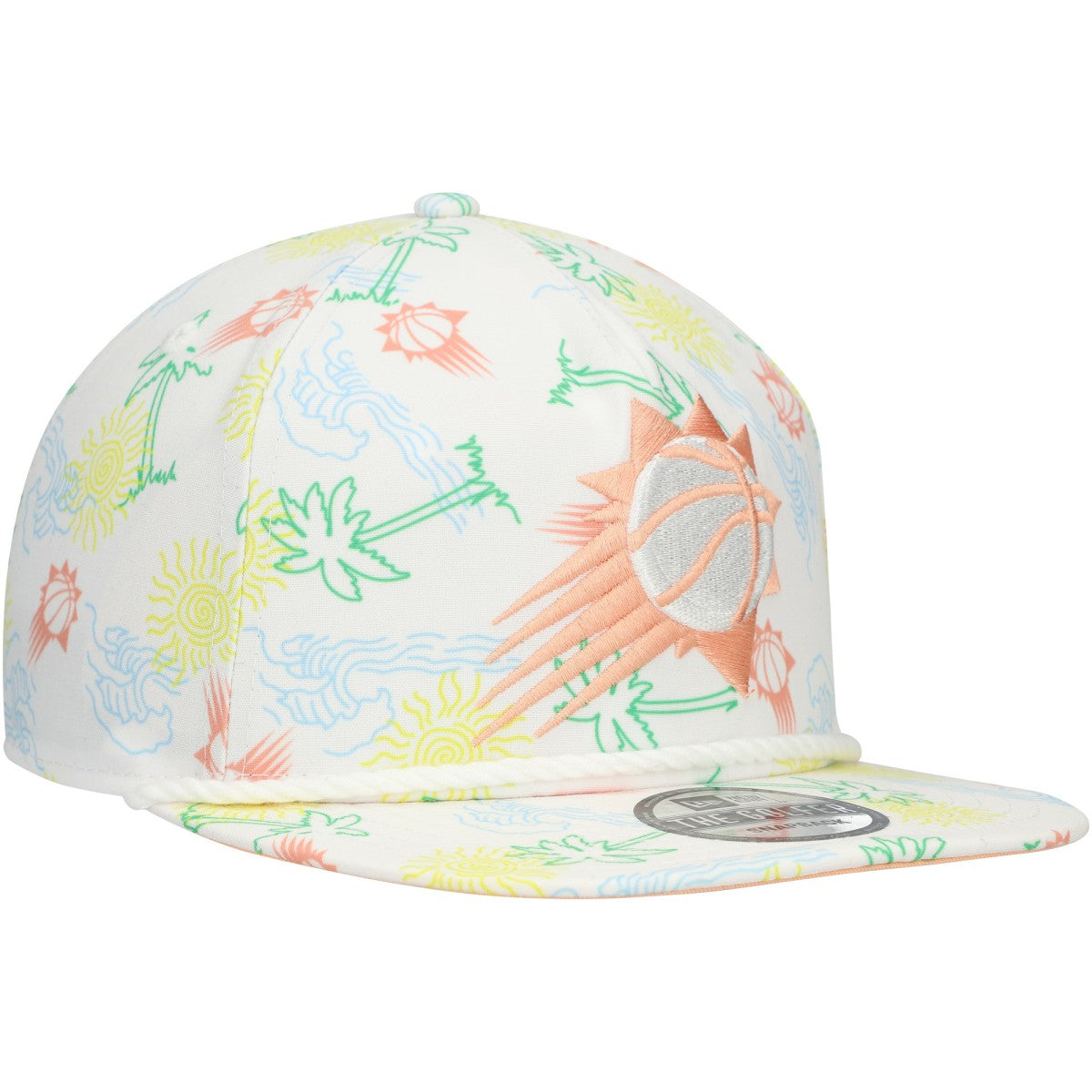 White Phoenix Suns Palm Trees and Waves Golfer Adjustable Hat | NBA