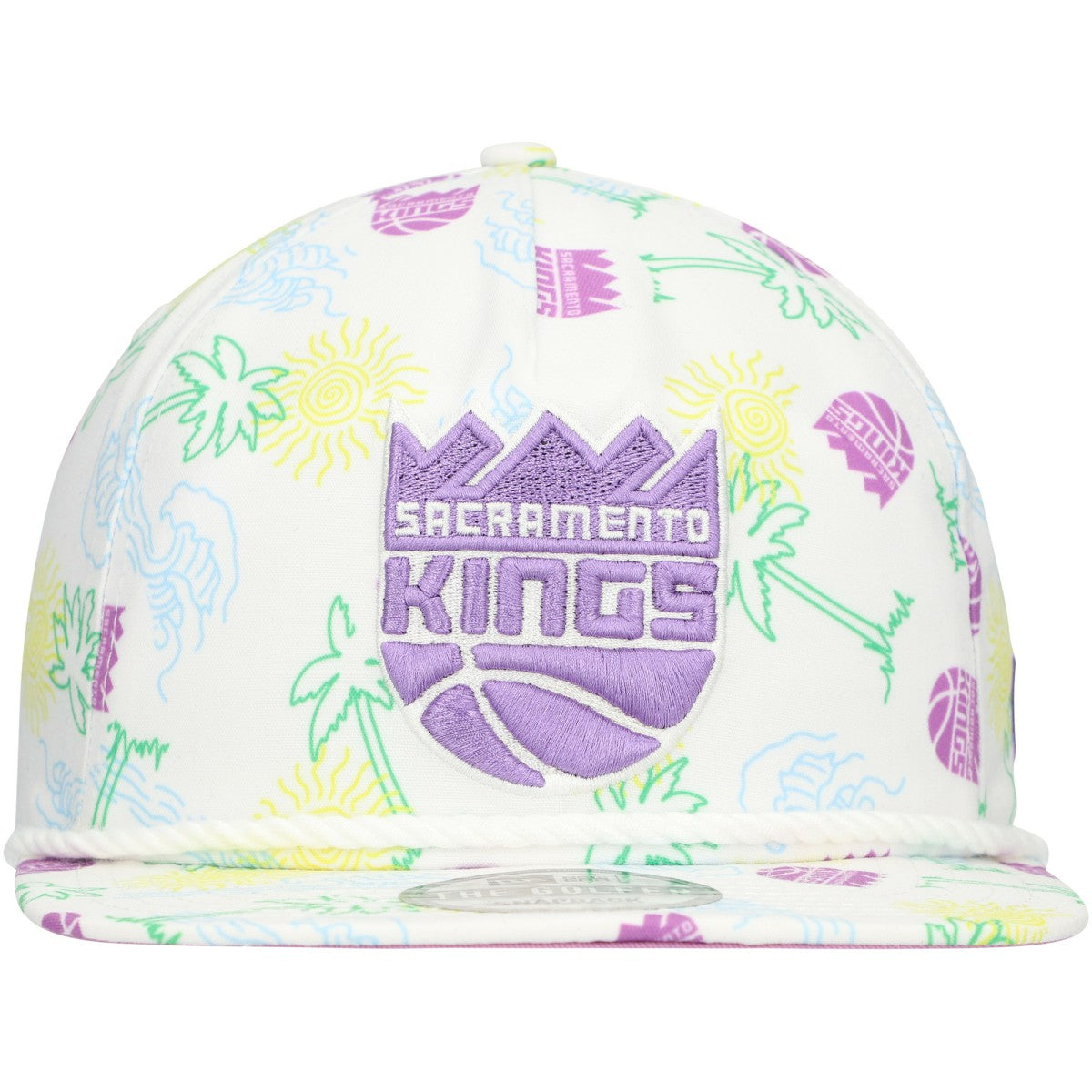 White Sacramento Kings Palm Trees and Waves Golfer Adjustable Hat | NBA