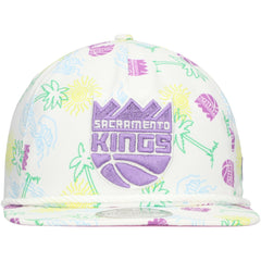 White Sacramento Kings Palm Trees and Waves Golfer Adjustable Hat | NBA