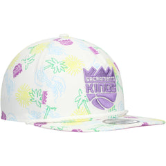 White Sacramento Kings Palm Trees and Waves Golfer Adjustable Hat | NBA