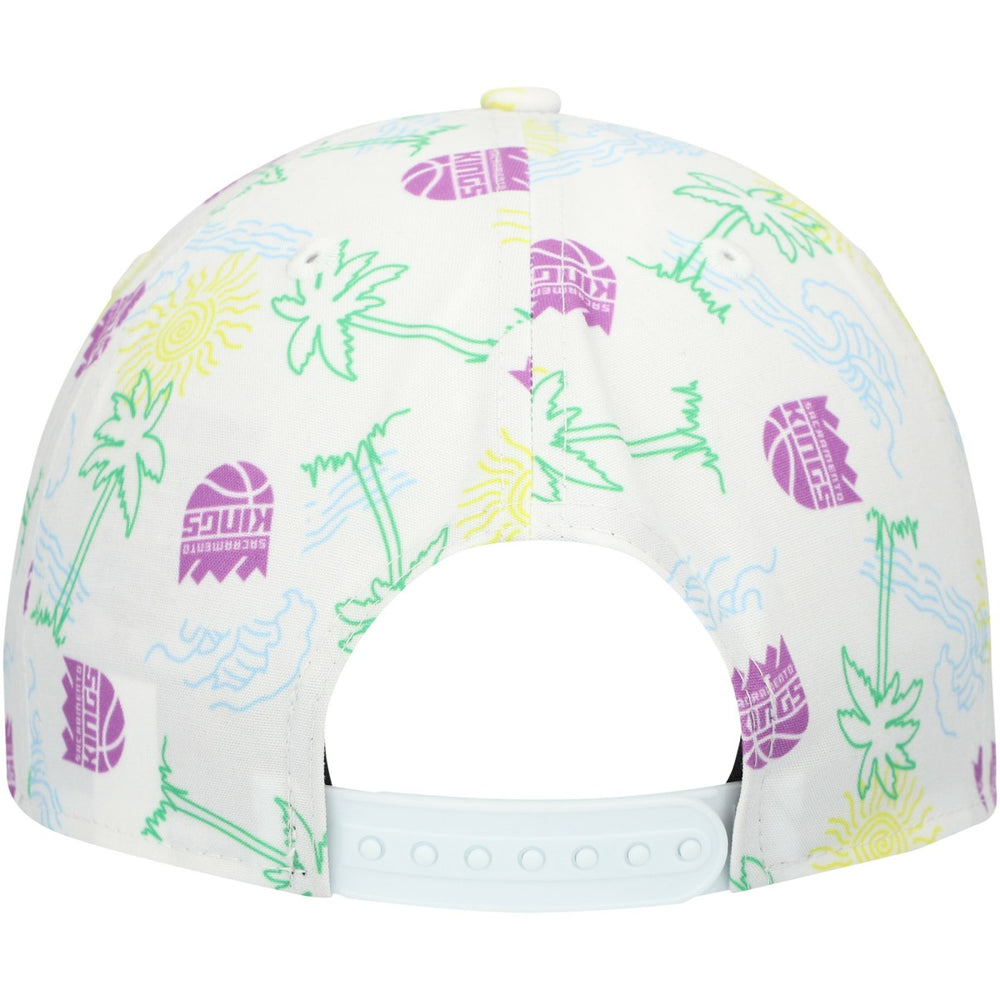 White Sacramento Kings Palm Trees and Waves Golfer Adjustable Hat | NBA