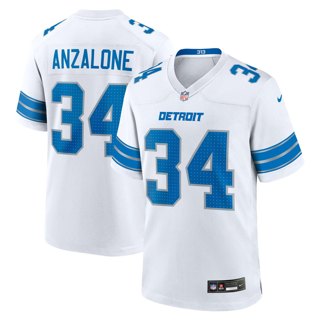 Detroit Lions Alex Anzalone  White Game Jersey | NFL Hot