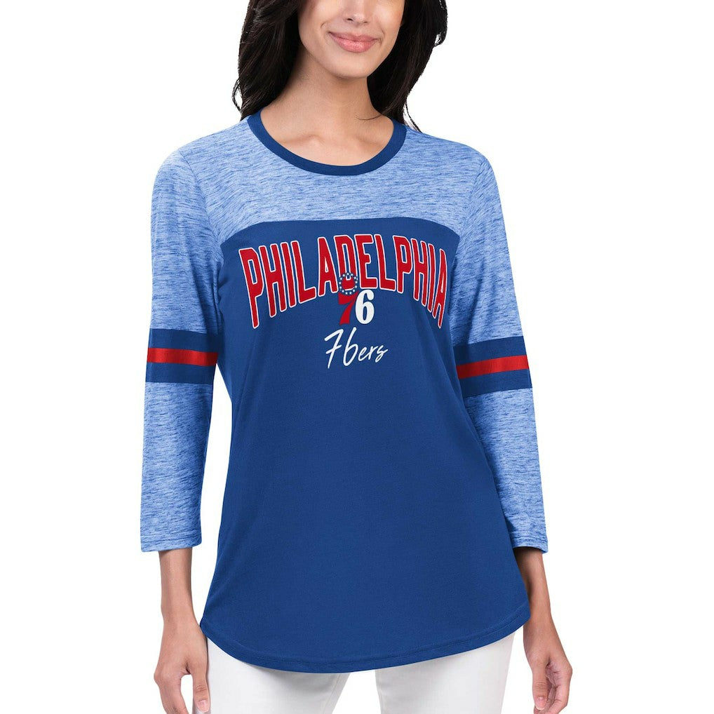 Royal Philadelphia 76ers G-III 4Her by Carl Banks Women's Play the Game 3/4-Sleeve T-Shirt | NBA