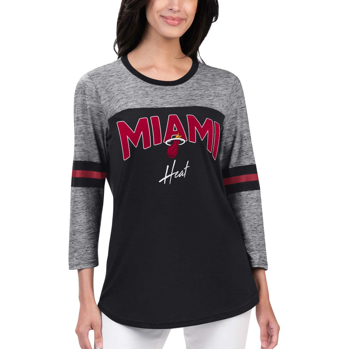 Black Miami Heat G-III 4Her by Carl Banks Women's Play the Game 3/4-Sleeve T-Shirt | NBA