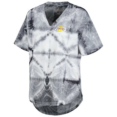 Black Los Angeles Lakers G-III 4Her by Carl Banks Women's Tournament Raglan Oversized Tie-Dye V-Neck T-Shirt | NBA