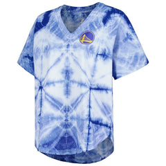 Royal Golden State Warriors G-III 4Her by Carl Banks Women's Tournament Raglan Oversized Tie-Dye V-Neck T-Shirt sale | NBA