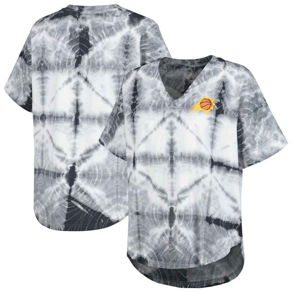 Black Phoenix Suns G-III 4Her by Carl Banks Women's Tournament Raglan Oversized Tie-Dye V-Neck T-Shirt | NBA