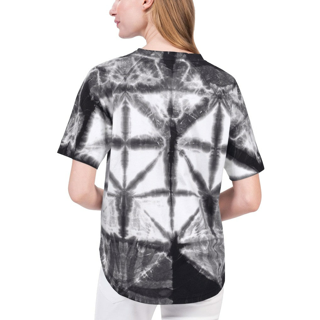 Black Brooklyn Nets G-III 4Her by Carl Banks Women's Tournament Raglan Oversized Tie-Dye V-Neck T-Shirt | NBA