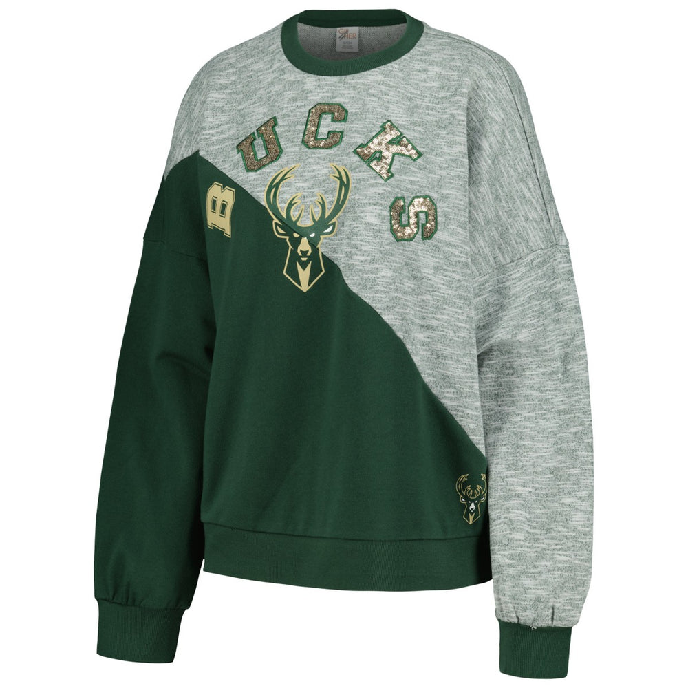 Hunter Green Milwaukee Bucks G-III 4Her by Carl Banks Women's Benches Split Pullover Sweatshirt | NBA