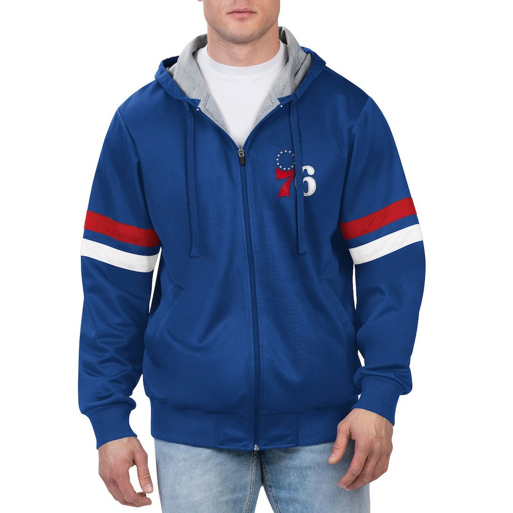 Royal Philadelphia 76ers G-III Sports by Carl Banks Contender Full-Zip Hoodie Jacket | NBA